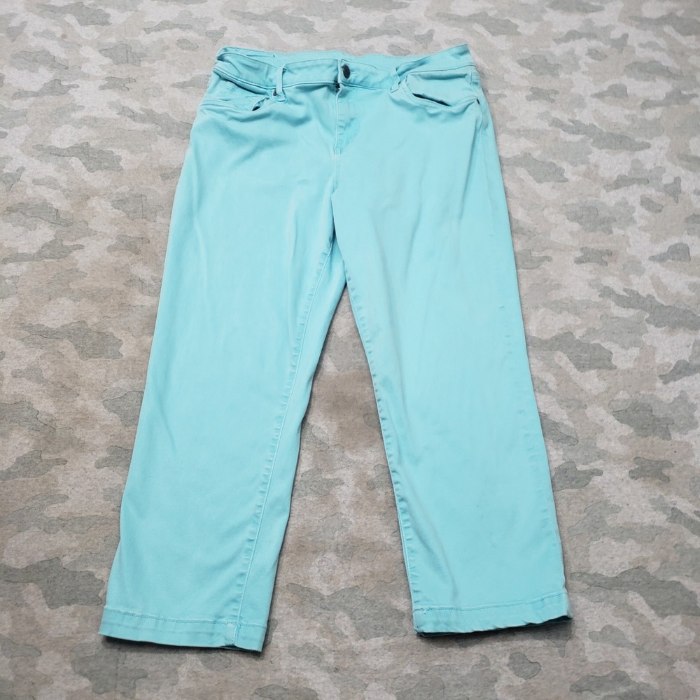 KUT from the Kloth Crop Pants Womens 16 Blue Stretch Straight Leg Pockets